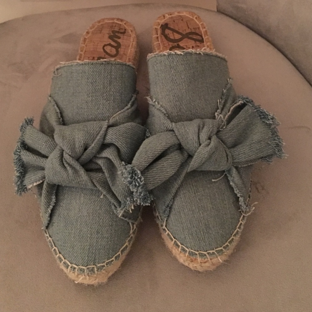 Sam Edelman denim espadrilles slides size 6